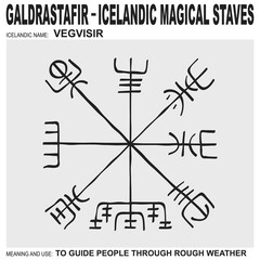vector icon with ancient Icelandic magical staves Vegvisir. Symbol means and is used for guide people through rough weather