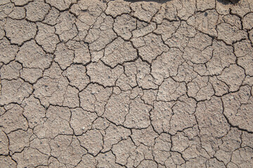 The texture of dried cracked mud flowed out of a mud volcano