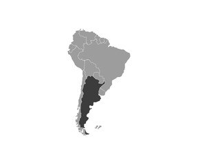 Argentina on South America map vector. Vector illustration.