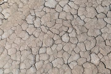 The texture of dried cracked mud flowed out of a mud volcano