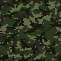 Green military vector camouflage for printing clothes, fabric. Hunting pattern.