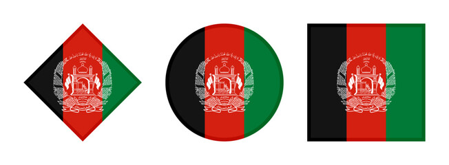 afghanistan flag icon set. isolated on white background	
