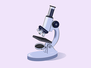 Stylized microscope. Illustration on a scientific theme. Isolated image in jpeg format.