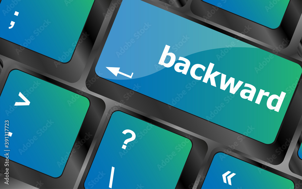 Poster backward word on computer keyboard key button