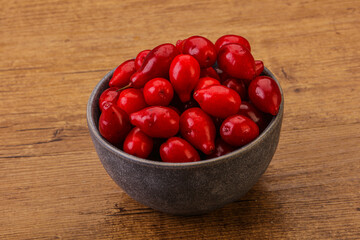 Sweet and ripe cornel berries