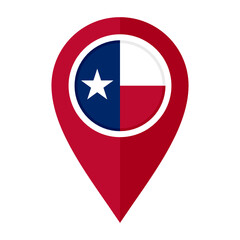 flat map marker icon with texas flag isolated on white background	

