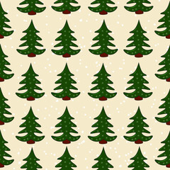 Pattern of bright festive trees for Christmas