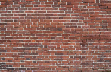 wall of old red brick. brick background