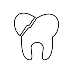 broken tooth icon element of dentistry icon for mobile concept and web apps. Thin line broken tooth icon can be used for web and mobile. Premium icon on white background