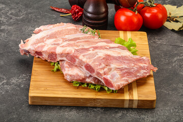 Raw pork ribs for cooking