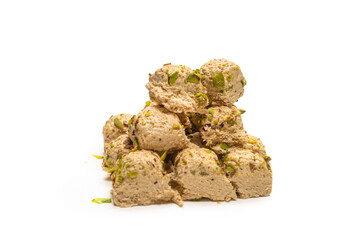 Halva with pistachios isolated.