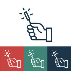 Linear vector icon with sparkler in hand