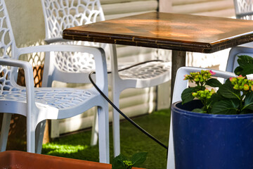 Empty Outdoor Chair and Table