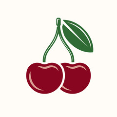 Red cherry colored vector icon or graphic object
