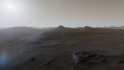 alien planet in space, science fiction landscape, 3d render