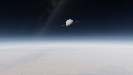 Naklejka na ściany i meble alien planet in space, science fiction landscape, 3d render