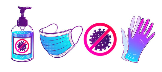 Protection items vector set