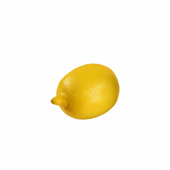 Close up single organic lemon fruit isolated on white background.