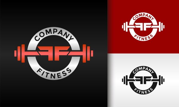 letter FF fitness emblem logo