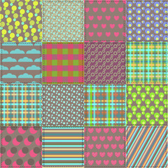 set of seamless patterns with hearts