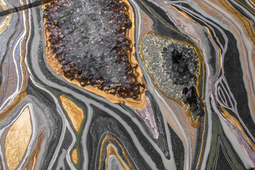 sapphire and emerald resin geode commissioned original art work 