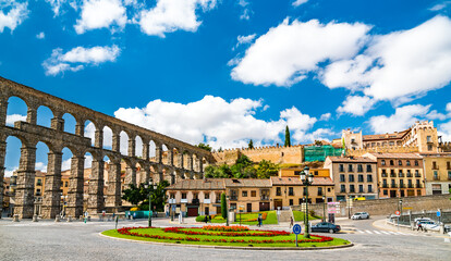 Fototapeta na wymiar Ancient roman aqueduct of Segovia in Castile and Leon, Spain