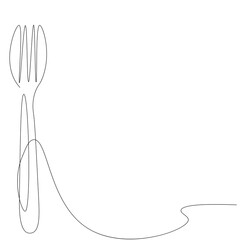 Fork line drawing. Vector illustration