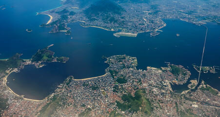 Fototapeta na wymiar Aerial view of the Rio-Niteroi Bridge in Guanabara Bay. Rio de Janeiro. Jan 2017