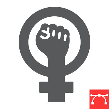 Feminism glyph icon, fist and protest, women resist sign vector graphics, editable stroke solid icon, eps 10.