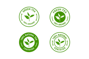 Tea stamp badge label design set. Element for design, advertising, packaging of tea products