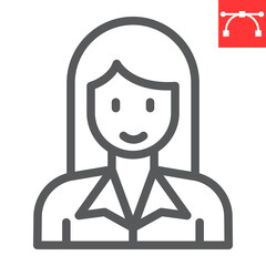 Businesswoman line icon, female and feminism, business woman sign vector graphics, editable stroke linear icon, eps 10.