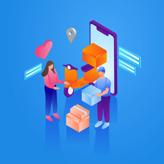 Courier Delivery Handover To Customer  Vector Illustration Concept 