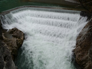 Der Lechfall in der Stadt Füssen in Bayern an den Alpen