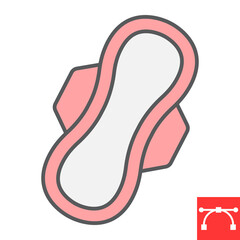 Obraz premium Sanitary napkin color line icon, protection and hygiene, sanitary pad sign vector graphics, editable stroke filled outline icon, eps 10.