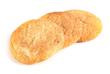 Classic Snickerdoodle Cookies on a White Background