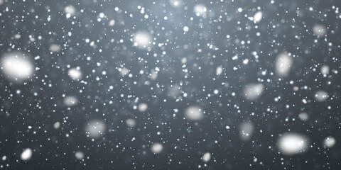 Christmas snow. Falling snowflakes on transparent background. Snowfall. Vector illustration
