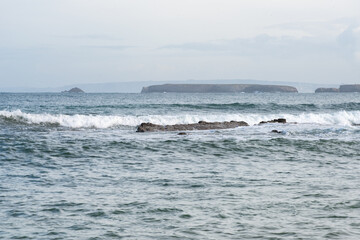 Baleal island with waves of atlantic ocean in Peniche, Portugal
