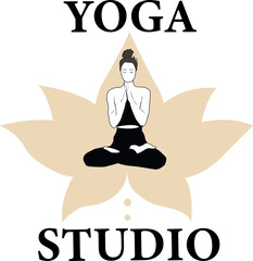 Yoga in the lotus. Yoga Logo Design. 