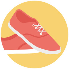 
Pair of red color sneakers, flat icon 
