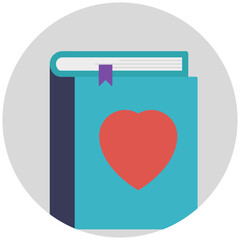 
School journal with bookmark flat vector icon 
