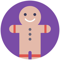 
Christmas gingerbread man, xmas flat design icon
