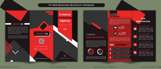 Corporate trifold business brochure template layout