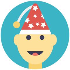 
Cute happy boy wearing christmas costume flat vector icon
