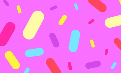 Abstract vector pattern for posters and banners Close up donuts pink glaze with multicolored sprinkles