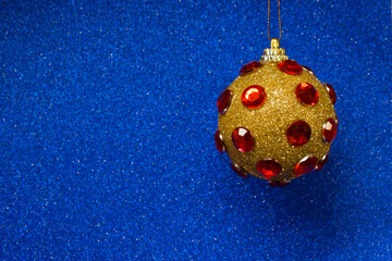Blue christmas background. Christmas tree decorations. Background for a New Year's card.