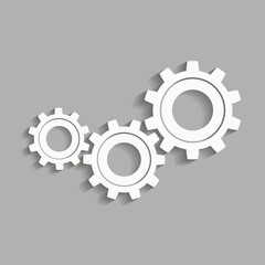 Mechanical gears with shadow. Factory gears vector icon. Mechanical gear. The image of the gear. Machine gear. Cogwheel gear