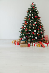 New Year's Interior with Christmas Tree with gifts decor garland December 2021