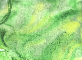 Abstract green hand drawn watercolor background