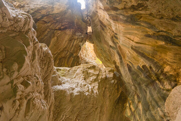 Canyon Saklikent inside view in Turkey. Colorful natural landscape.