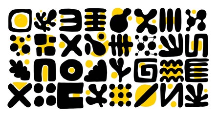 Set of minimal style abstarct shapes, modern design elements.